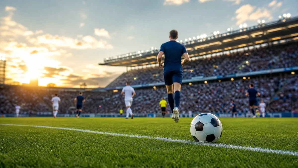Fotbollsstadion i Sverige i kvällsljus
