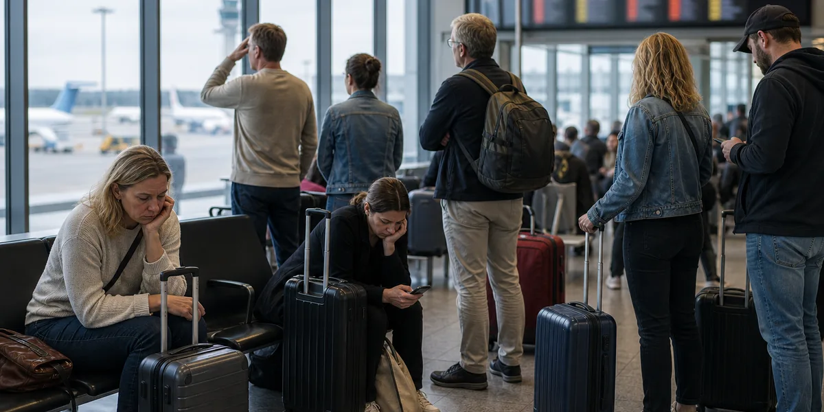 Flygplan på landningsbana vid solnedgång